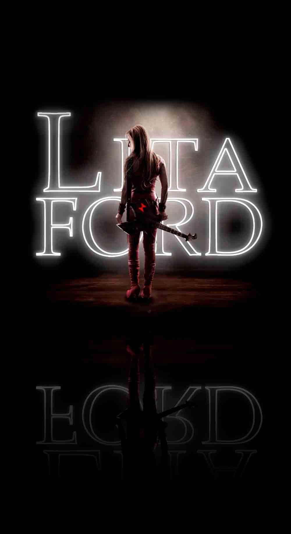 Hero Image of Lita Ford - posed in front of Lita Ford Letters in Neon